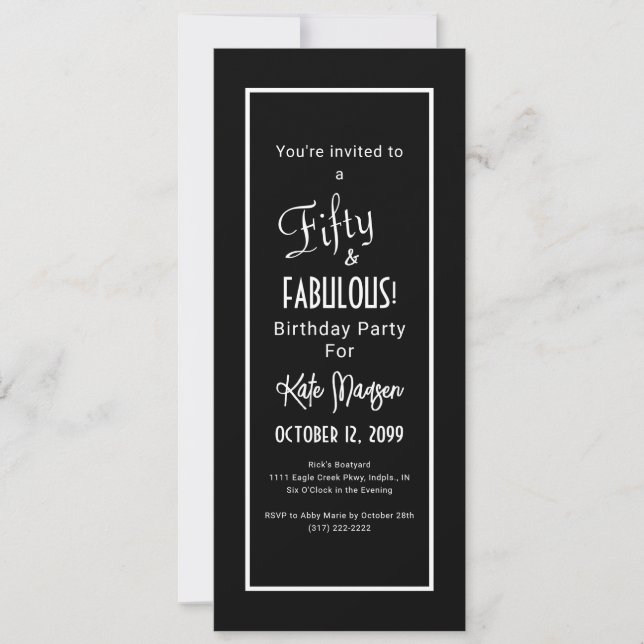 Black White 50 & FABULOUS Surprise Birthday Party Invitation (Front)