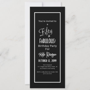Black White 50 & FABULOUS Surprise Birthday Party Invitation