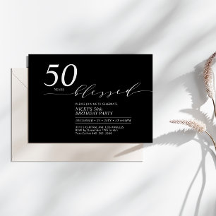 Black & White   50 Years Loved 50th Birthday Party Invitation
