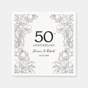 Black White 50th Anniversary Napkin