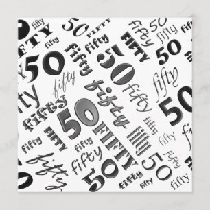 Black & White 50th Birthday Party Invitation