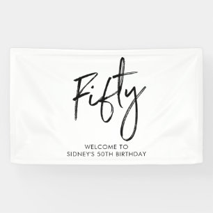 Black & White 50th Birthday Party Welcome Banner