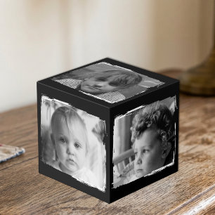 Black white 5 family pictures photo cube