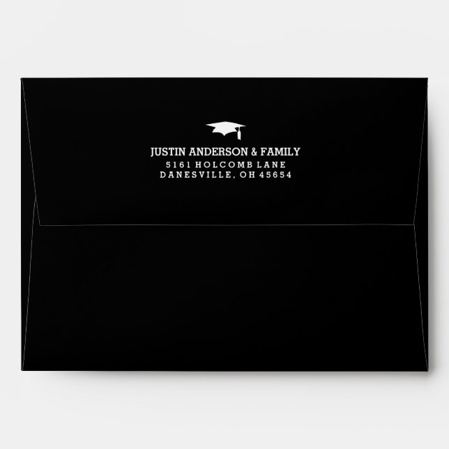 Black & White 5x7 Graduation Invite Envelope (Back (Top Flap))