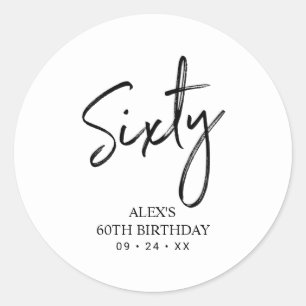 Black & White 60th Birthday Party Favour Thank you Classic Round Sticker