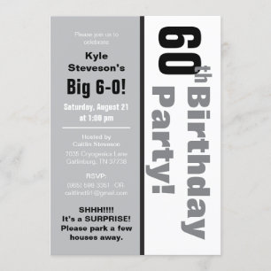 Black & White 60th Birthday Party Invitation