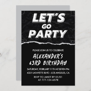 Black White 63rd birthday invitations Men