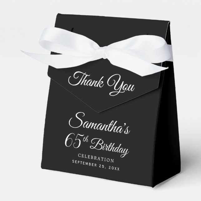 Black & White 65th Birthday Party Favour Box (Front Side)