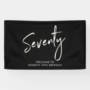 Black & White 70th Birthday Party Welcome Banner