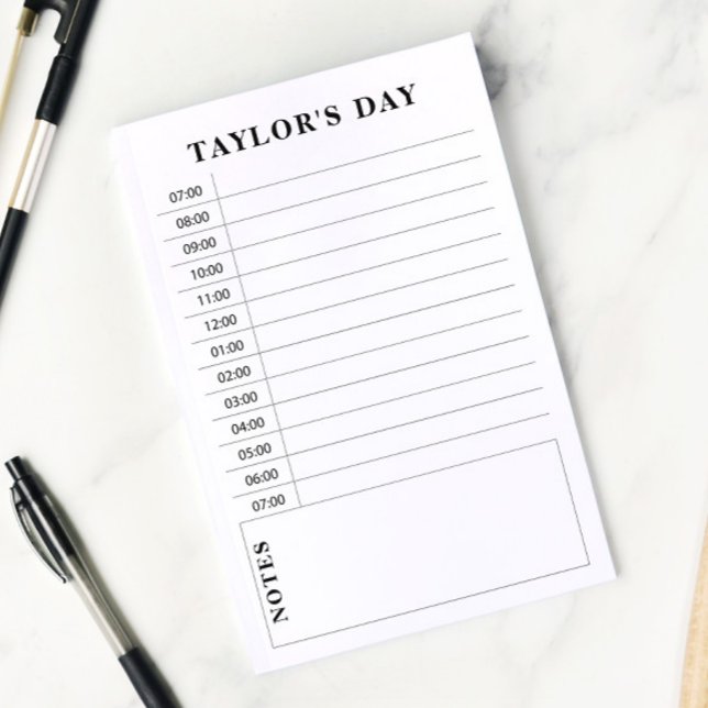 Black & White 7 AM - 7 PM Daily Planning Post-it Notes (Creator Uploaded)