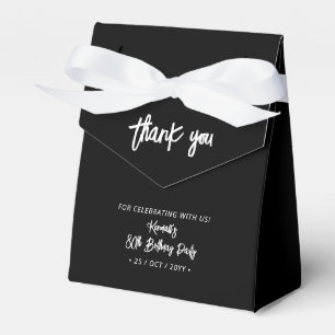 Black & White   80th Birthday Party Thank you Favour Box