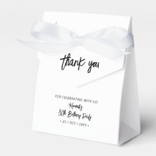 Black & White   80th Birthday Party Thank you Favour Box