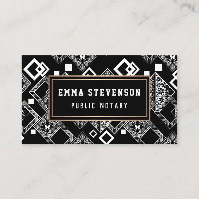 Black white abstract, abstract business card (Front)