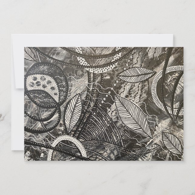 Black White Abstract Acrylic Art Blank Card (Front)