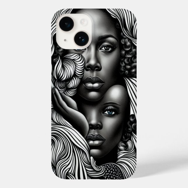Black & White Abstract African American Women Case-Mate iPhone Case (Back)