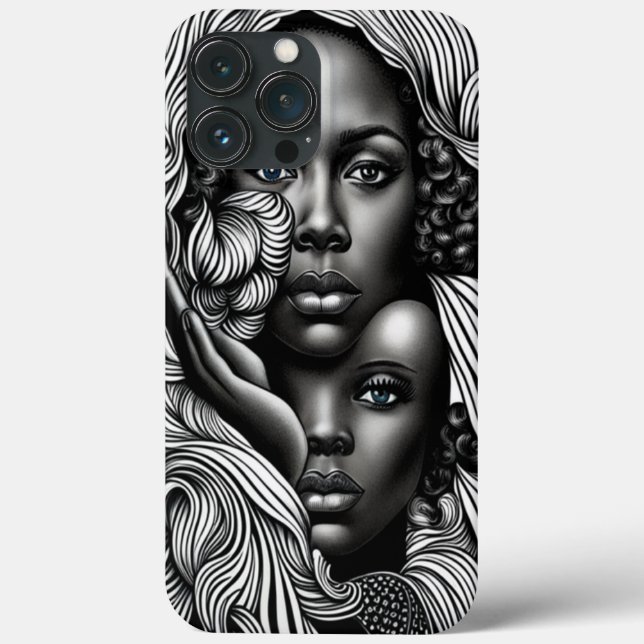 Black & White Abstract African American Women Case-Mate iPhone Case (Back)