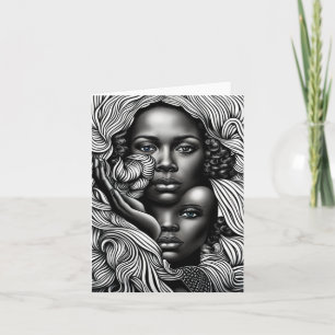 Black & White Abstract African American Women Note Card