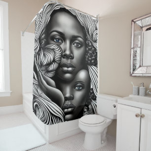 Black & White Abstract African American Women Shower Curtain
