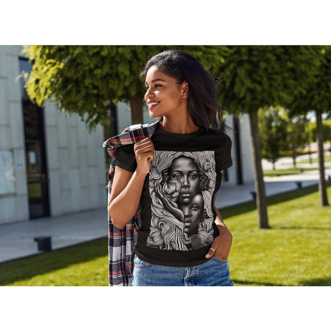 Black & White Abstract African American Women T-Shirt (Creator Uploaded)