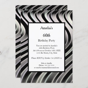 Black White Abstract Birthday Party Invitation