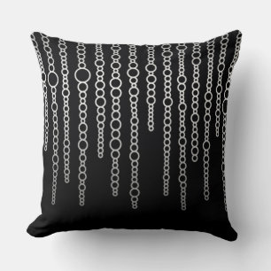 Black & White Abstract Chains Throw Pillow