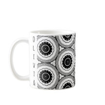 Black White Abstract Circle Mandala Pattern Mug