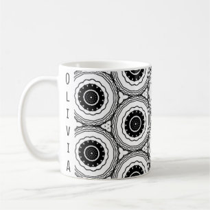 Black White Abstract Circle Mandala Pattern Mug