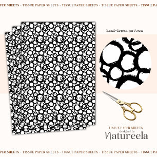 Black White Abstract Circles Collage Tissue Paper