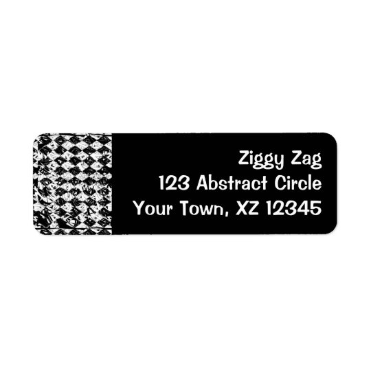 Black & White Abstract Diamonds Return Address Label