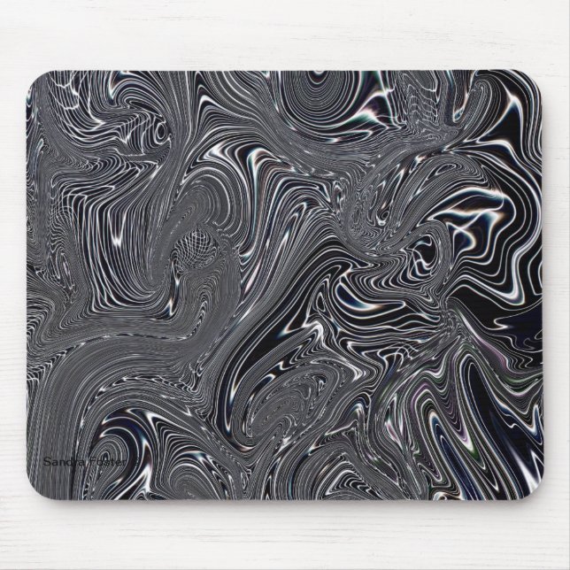 Black & White Abstract Digital Art Mouse Mat (Front)