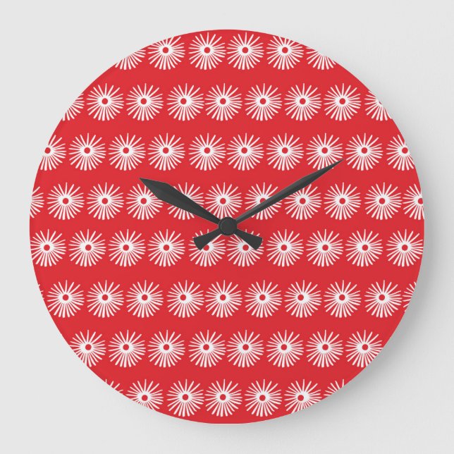 Black white, abstract floral texture. large clock (Front)