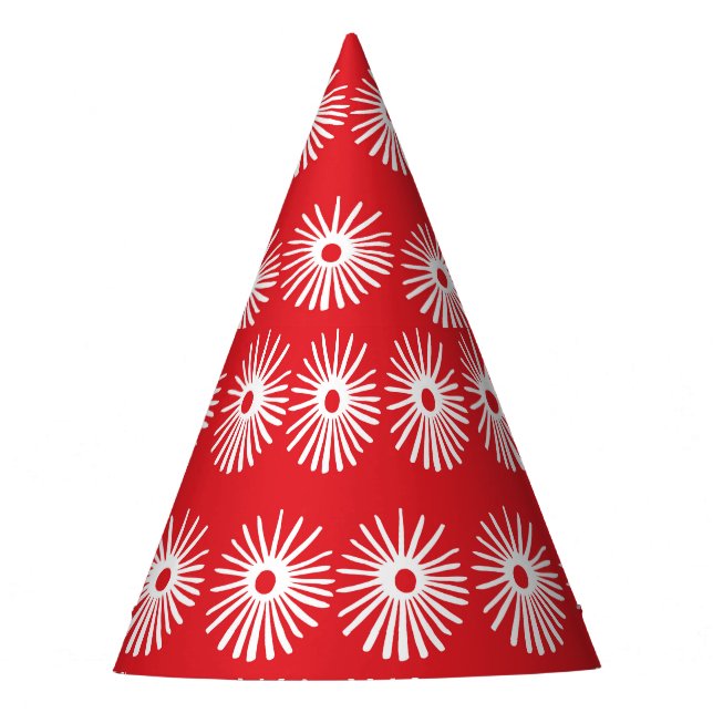 Black white, abstract floral texture. party hat (Front)