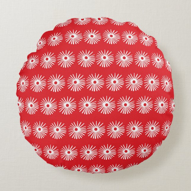 Black white, abstract floral texture. round cushion (Front)