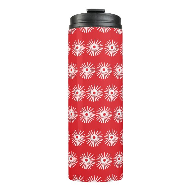 Black white, abstract floral texture. thermal tumbler (Front)