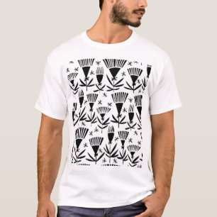 Black White Abstract Flowers: Elegant Pattern T-Shirt