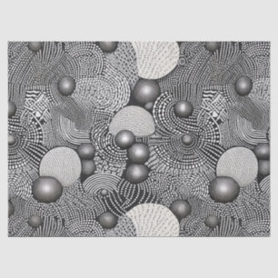 Black White Abstract Flowing Lines Geometric Tissue Paper
