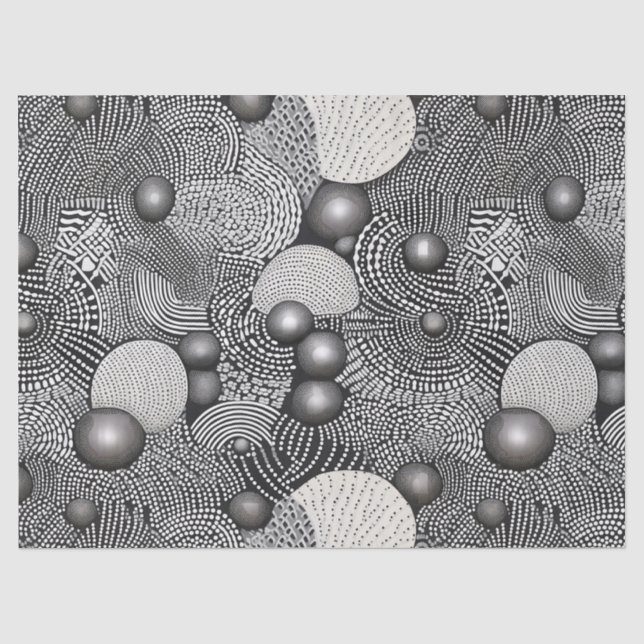 Black White Abstract Flowing Lines Geometric Tissue Paper (Front)