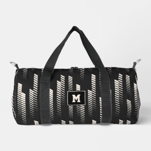 Black & White Abstract Geometric Stripes Sports  Duffle Bag