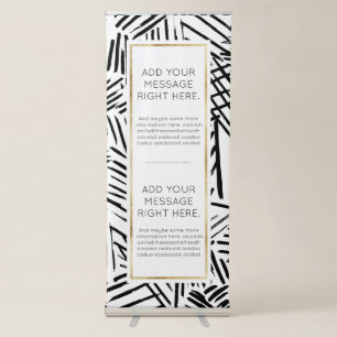 Black White Abstract Linear drawn Lines Pattern Retractable Banner