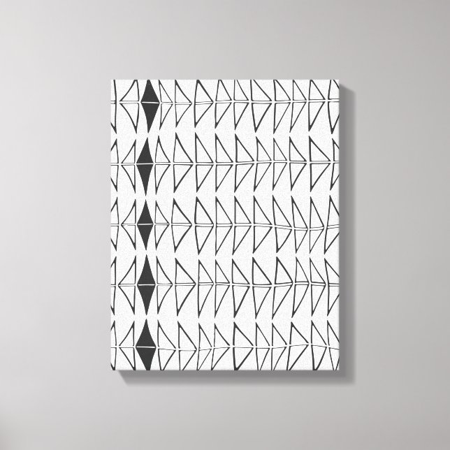 Black White Abstract Lines Shapes Artsy Pattern Canvas Print (Front)
