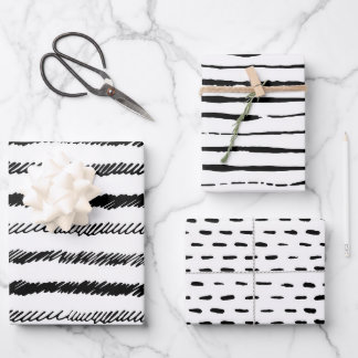Black White Abstract Minimalist Design Gift Paper