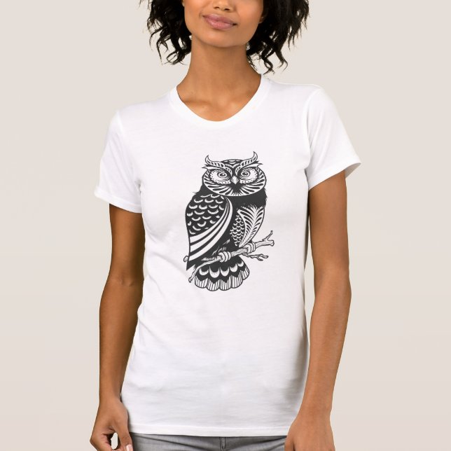 Black & White Abstract Owl T-Shirt (Front)