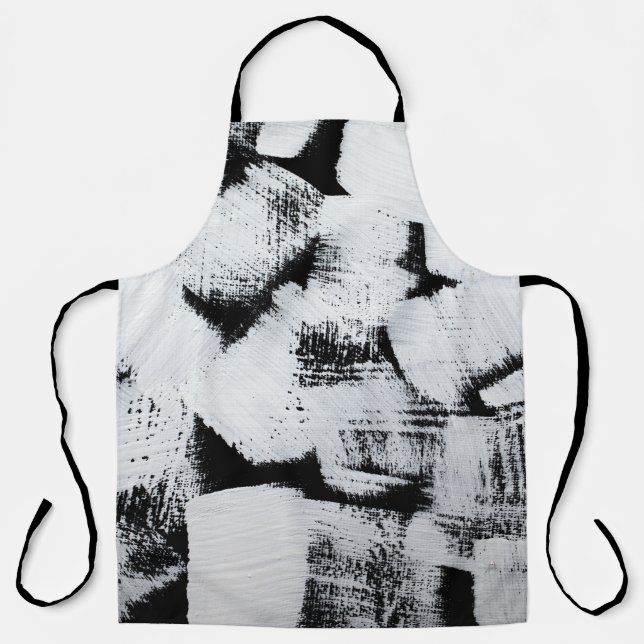 Black white, abstract painted canvas. apron (Front)