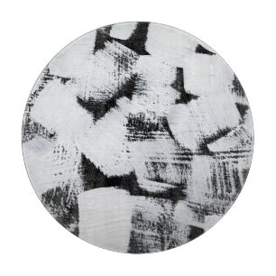 Black white, abstract painted canvas. cutting board