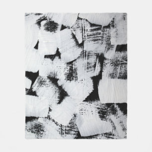 Black white, abstract painted canvas. fleece blanket