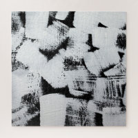 Black white, abstract painted canvas.