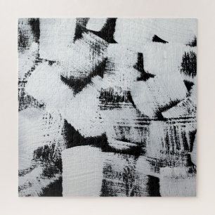 Black white, abstract painted canvas. jigsaw puzzle