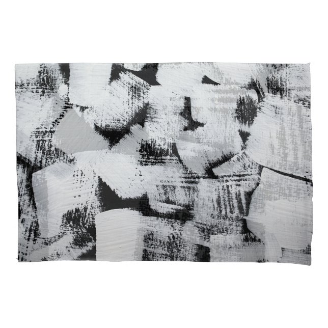 Black white, abstract painted canvas. pillowcase (Front)