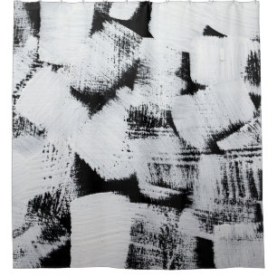 Black white, abstract painted canvas. shower curtain