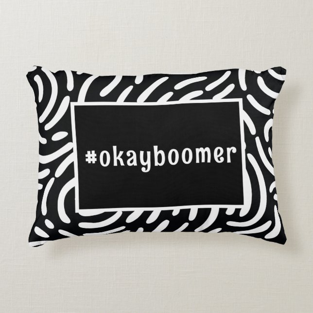 Black White Abstract Pattern Hashtag Dorm Room Decorative Cushion (Front)